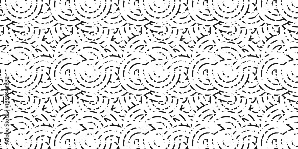 Fototapeta premium Simple Seamless Geometric Pattern, Worn Texture, Old, Minimalistic Retro Background, Circle, Monochrome, Flat Artwork, Vector