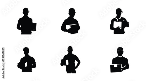 Silhouette Delivery Holding Boxes and Clipboards