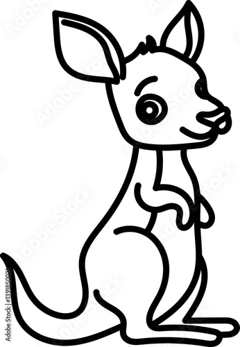 Coloring Page Outline of Cartoon Kangaroo. Wild Animals. Coloring Book for Kids.