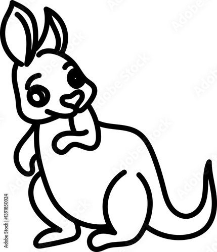 Coloring Page Outline of Cartoon Kangaroo. Wild Animals. Coloring Book for Kids.