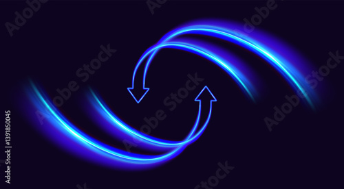 Two arrows go round. Update Software. Synchronization icon. Upgrade computer program version concept. Circulation arrows in motion. Exchange and money transfer.