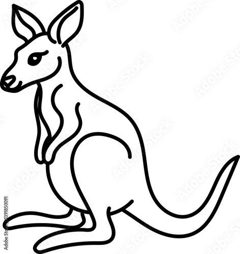 Coloring Page Outline of Cartoon Kangaroo. Wild Animals. Coloring Book for Kids.