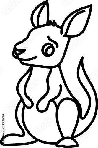 Coloring Page Outline of Cartoon Kangaroo. Wild Animals. Coloring Book for Kids.