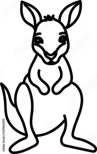 Coloring Page Outline of Cartoon Kangaroo. Wild Animals. Coloring Book for Kids.