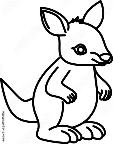 Coloring Page Outline of Cartoon Kangaroo. Wild Animals. Coloring Book for Kids.