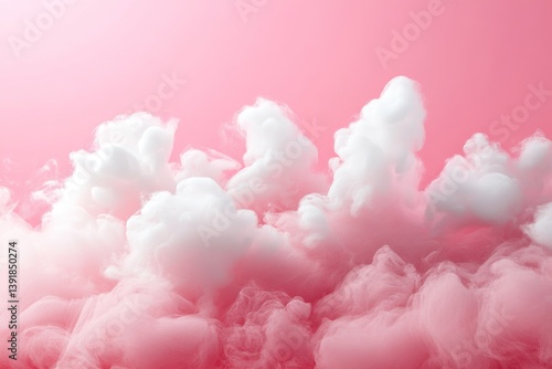 A pink background with fluffy white clouds