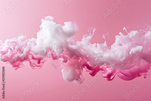 A pink and white cloud of smoke with pink and white streaks