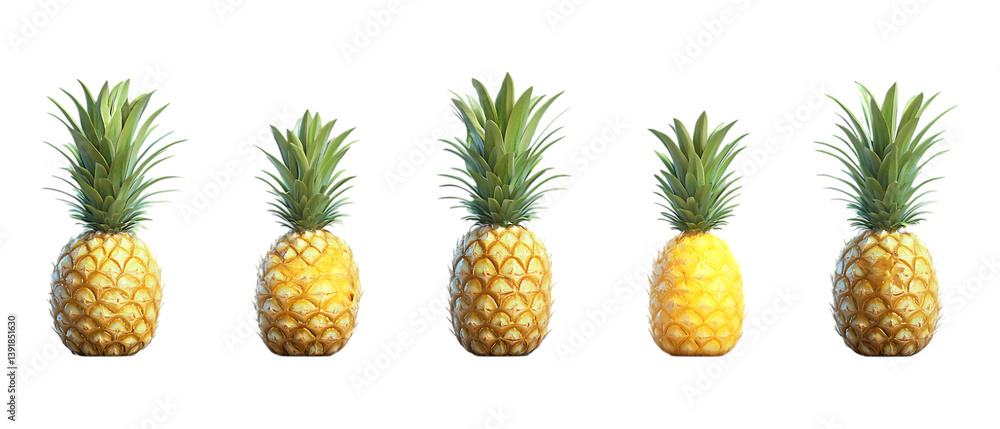 Pack of Pineapple Fruit Set Against Transparent Background for Culinary, Food, or Tropical Design Projects Pack of Pineapple Fruit Set Against Transparent Background for Culinary, Food, or Tropical Design Projects