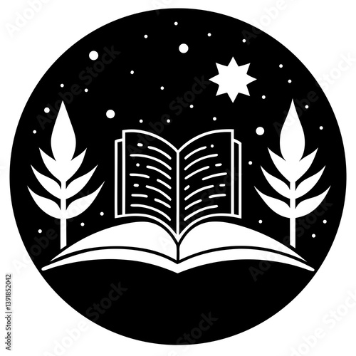 AI-generated book celebration vector art for printable decor on white background.