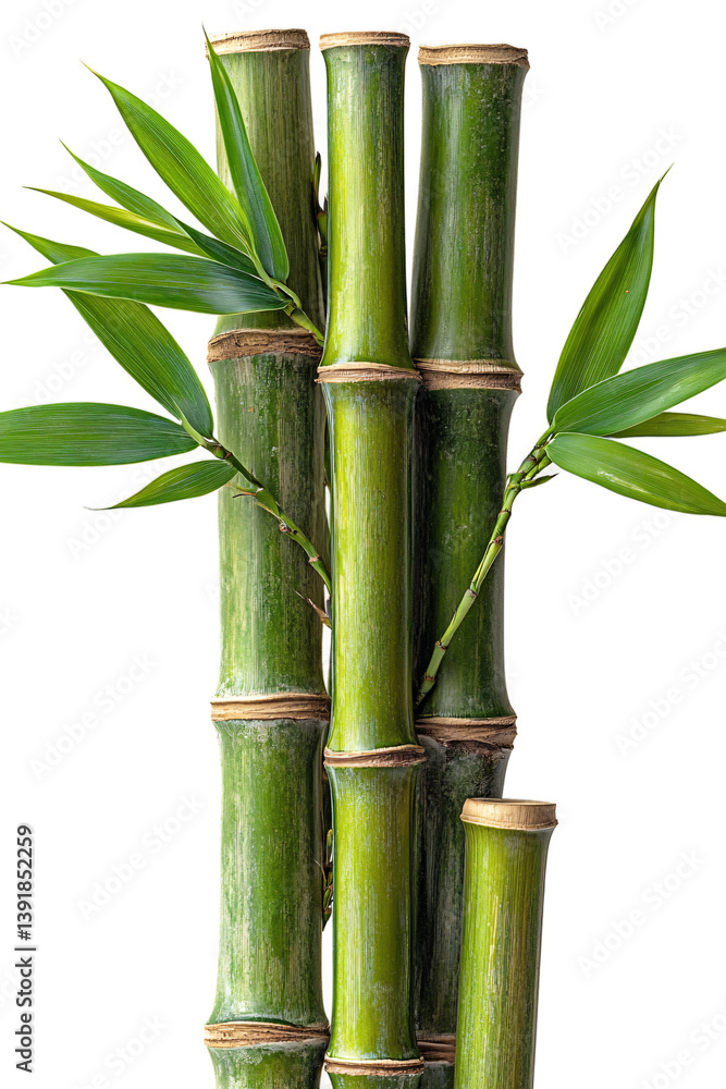 Fototapeta premium Natural bamboo section with green surface on transparent background, perfect for Asian-inspired wellness centers and traditional healing spaces 