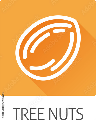 A tree nut such as an almond food stylised icon concept. Possibly an icon for the allergen or allergy.