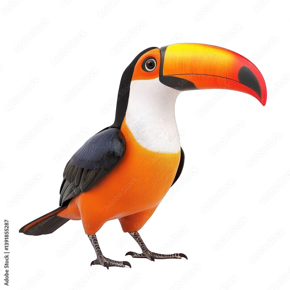 Obraz premium Striking toucan displaying its colorful bill and unique features against a transparent background