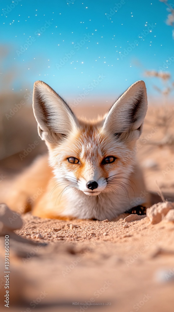 Fototapeta premium Fennec fox desert sand dune sunset wildlife