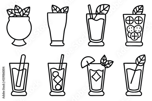 Mint Julep Line Art Creative Design for Illustration and Artwork  