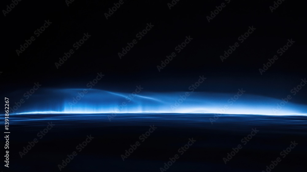 Obraz premium Luminous Blue Horizon Over Dark Night Sky