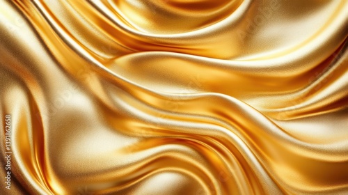 Luxurious Golden Silk Fabric with Elegant Ripples