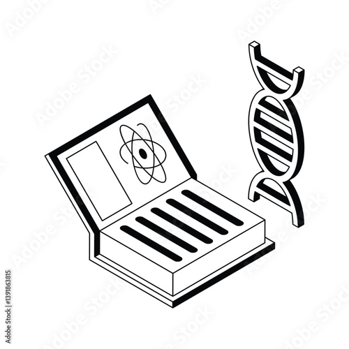 A handy isometric style icon of genetic study book