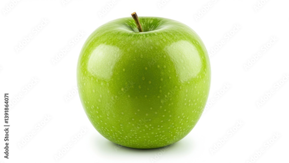 A fresh, ripe, and healthy green apple isolated on a white background. A fresh, ripe, and healthy green apple isolated on a white background.