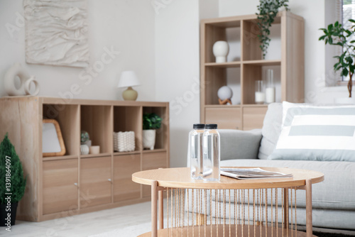 Bottles of water and magazi...