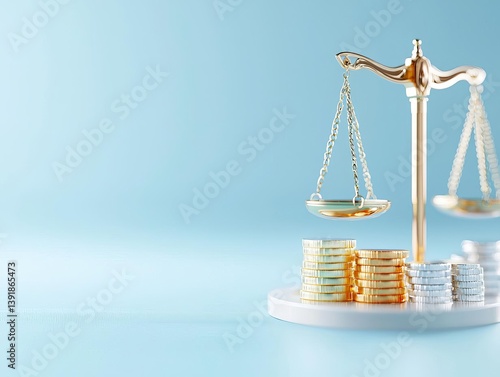 Wallpaper Mural A scale balancing coins representing financial justice and wealth management. Torontodigital.ca