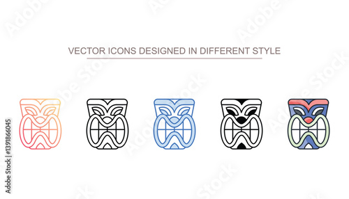 Tiki Mask icon design with white background stock illustration