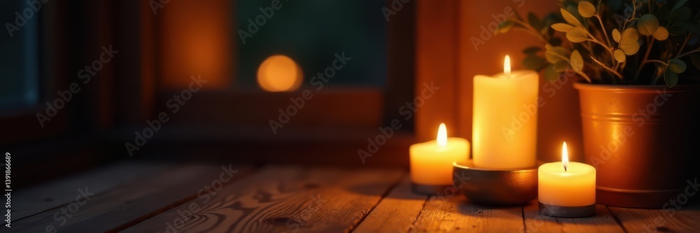 Flickering candlelight warms cozy corner, casting gentle shadows, cozy corner, blurred background, intimate setting Flickering candlelight warms cozy corner, casting gentle shadows, cozy corner, blurred background, intimate setting