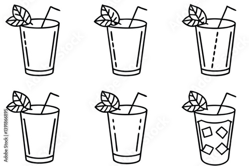 Mint Julep Line Art Simple Drawing for Artistic Illustration Projects  