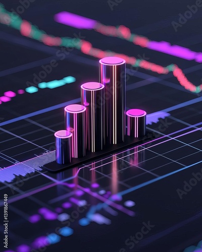 Stylish bar chart representing financial data with vibrant colors.