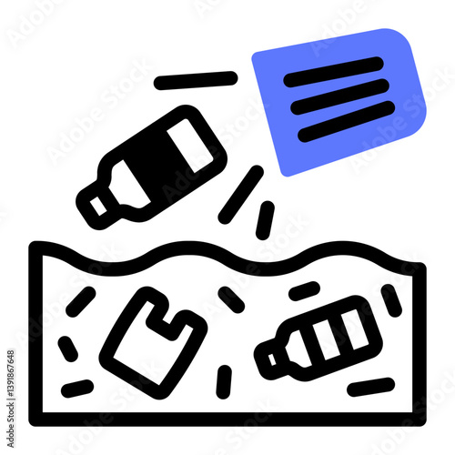 This Water pollution icon is suitable for Earth Day, Save the Earth, Plastic Pollution, etc