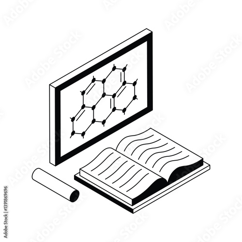 Ready to use isometric icon showing chemistry course lecture