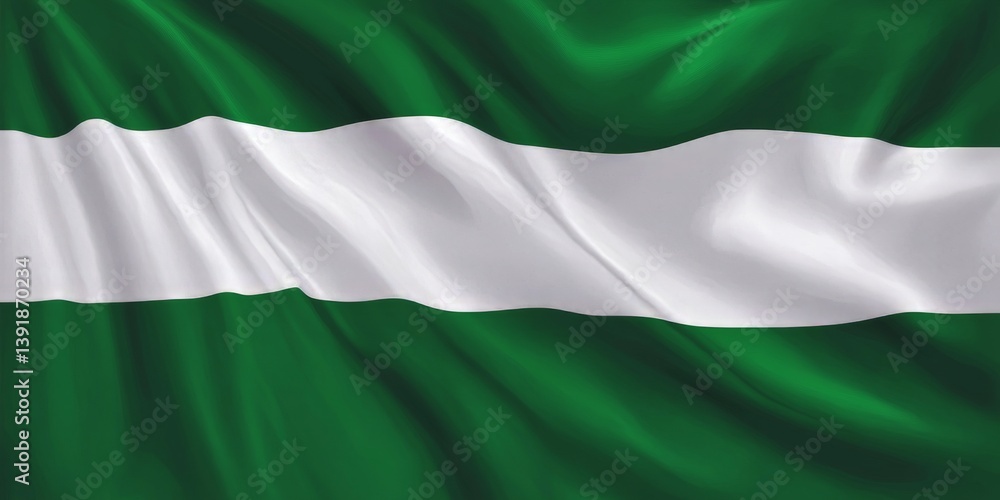 Obraz premium Realistic Detailed Fabric Texture of the Flag of Nigeria, Flowing in the Wind, Symbolic Image