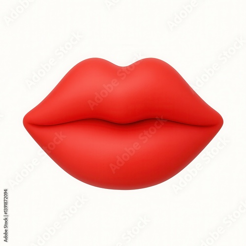 3D cartoon of red lips in closed position