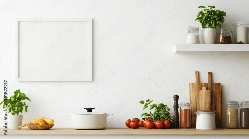 Modern Kitchen Mockup with Blank Frame Modern Kitchen Mockup with Blank Frame