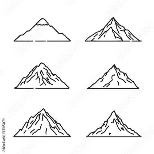 Minimalist mountain landscape in elegant black line style