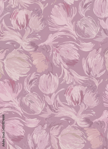 Seamless Floral and Leaf Pattern with Elegant Texture