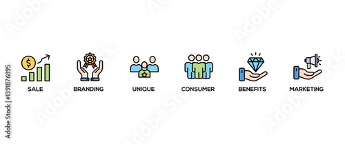 USP banner web icon vector illustration concept for unique sale proportion with icon of unique, sale, consumer, benefits, branding, marketing