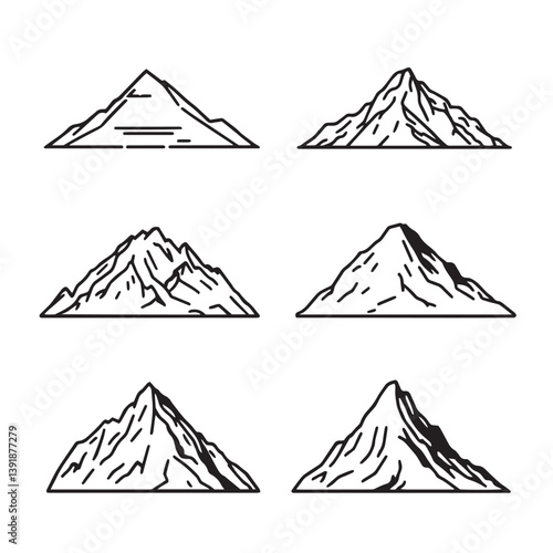 Scenic mountain ridge design in fine line art