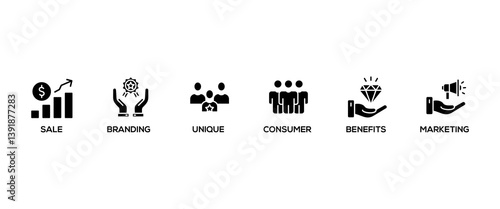USP banner web icon vector illustration concept for unique sale proportion with icon of unique, sale, consumer, benefits, branding, marketing
