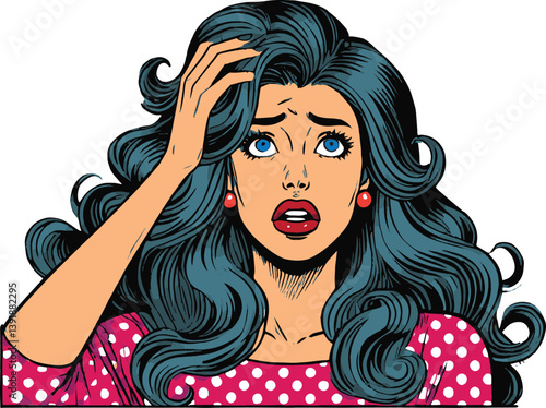 Vibrant Retro Fashion Illustration with Colorful Hair and Accessories OMG