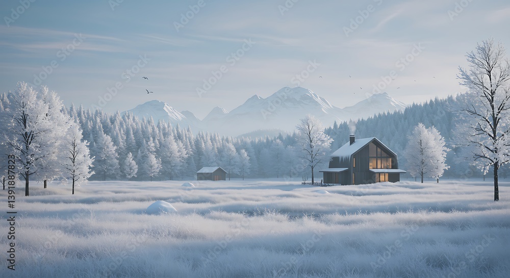 Obraz premium Winter's Embrace AI Generated