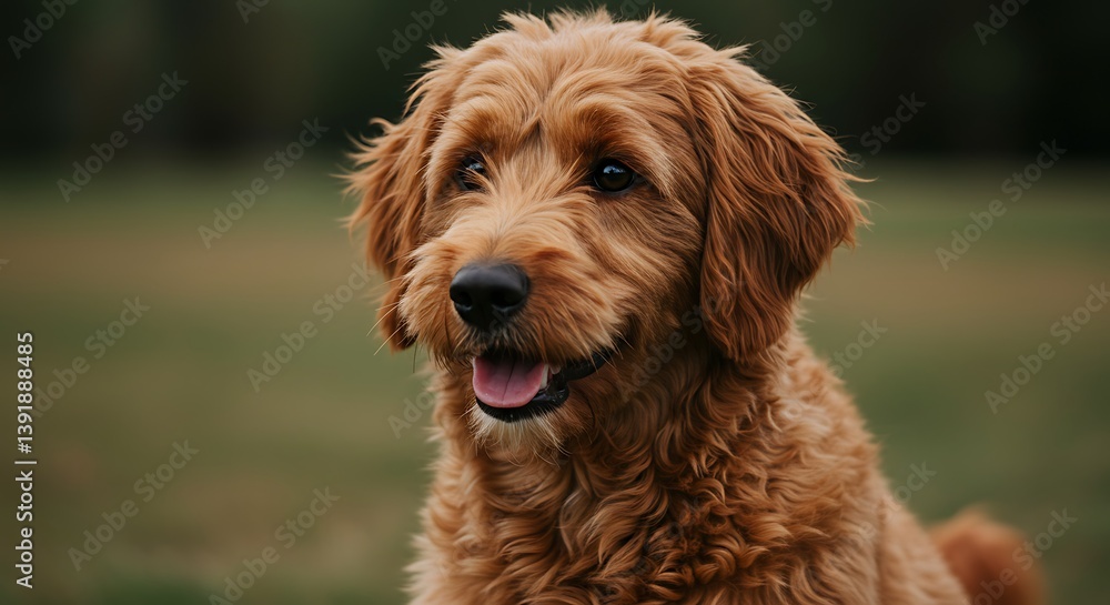 Golden Doodle Gaze: A Portrait in Nature AI Generated Golden Doodle Gaze: A Portrait in Nature AI Generated