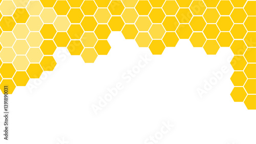 Honeycomb abstract yellow and orange hexagon pattern vector artwork. Yellow honeycomb border background. Abstract background with honeycomb shapes.