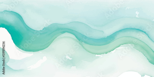 Abstract Artistic Ocean Background Rendered in Watercolor with Soft Blue and White Wave Patterns, Made for Designers Seeking Elegant, Serene Visuals for Print and Digital Use