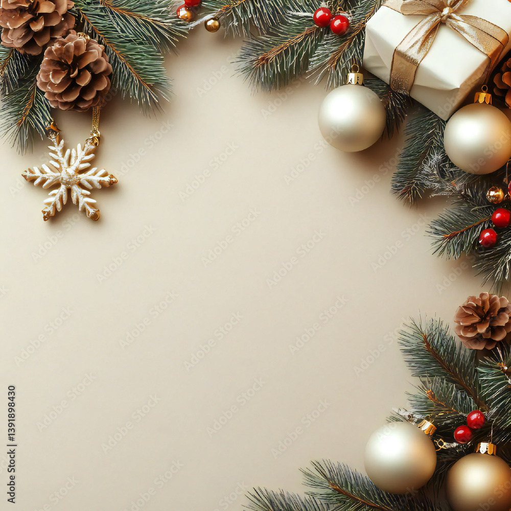 Christmas greeting card on a beige background with Santa and gifts for inviting on Christmas day with space for copy. Christmas greeting card on a beige background with Santa and gifts for inviting on Christmas day with space for copy.