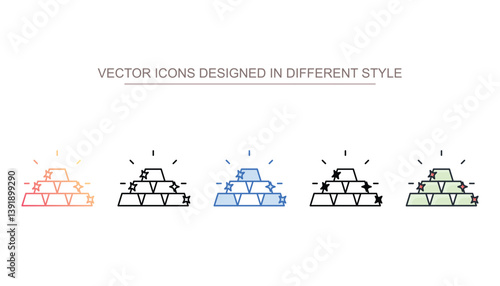 Gold Bricks icon design with white background stock illustration