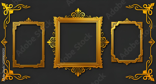 golden picture frame isolated