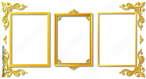 golden picture frame isolated