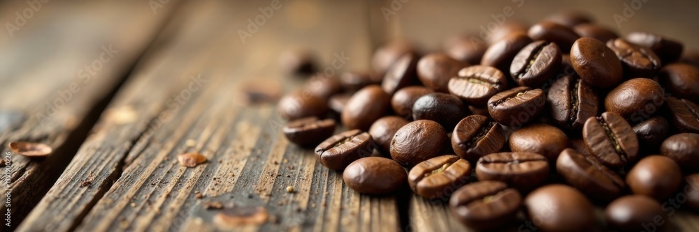 Naklejka premium Wooden coffee beans display on a rustic wooden table, wood, bean, display