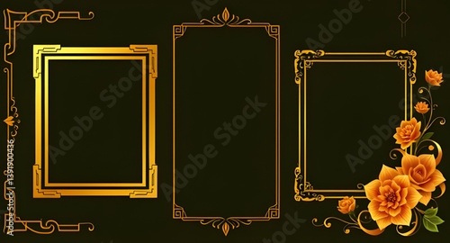 golden picture frame isolated