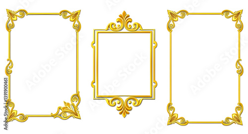 golden picture frame isolated
